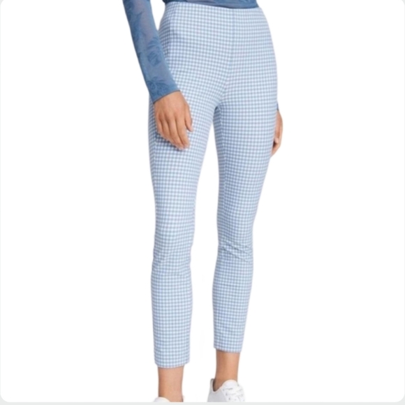 rag & bone Simone Gingham Pant High Rise Cropped Italian Stretch Blue Size 6 - Picture 11 of 11